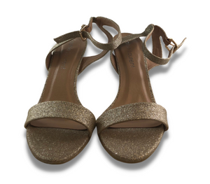 Sophie Laurent Light Gold Metallic Strappy Heeled Sandals - Women's 5-6