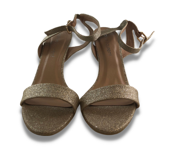 Sophie Laurent Light Gold Metallic Strappy Heeled Sandals - Women's 5-6
