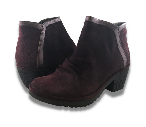 Fly London Burgundy Suede Ankle Boot - Women's 7-7.5