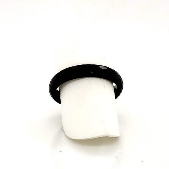 Ultimate Ceramic Faceted Black Ceramic Ring - Size 6