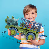 CUTE STONE Dinosaur Transport Truck Toy with Dinosaur Figures, Kids Dinosaur Playset with Friction Powered Cars, Pull Back Cars, Activity Playmat, Dino Car