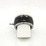 Ultimate Ceramic Faceted Black Ceramic and Steel Ring - Size 6