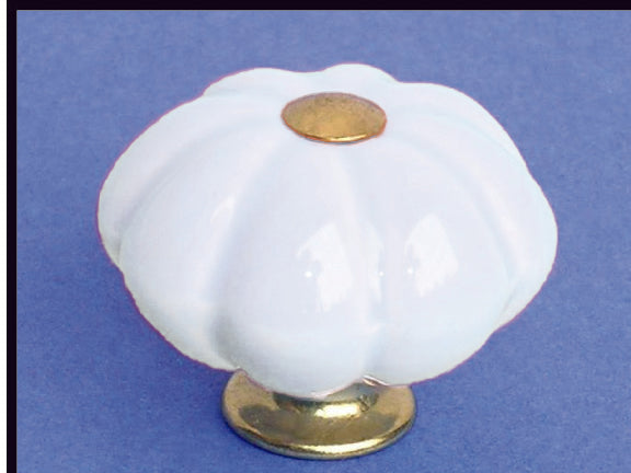 Glazed Ceramic and Brass Knob - White (34mm Diameter)
