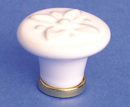 Ceramic Fleur Knob - White