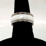 Ultimate Ceramic Faceted White Ceramic and Steel Ring - Various Sizes