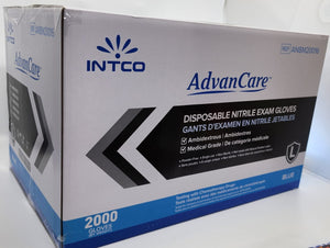 Intco Advancare Disposable Nitrile Exam Gloves, 2000 per box - Large, MASTER CARTON