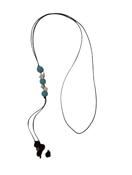 Wax Rope Drop Amazonite & Blue Lava Beads