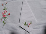 Embroidered Red Roses 5 Piece Linens set