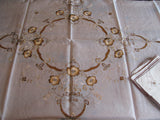 Bronze Silk Embroidered Round Table Cloth (includes 8 napkins)