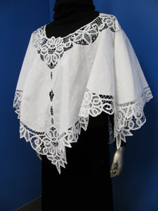 Victorian Lace Large Size Poncho Top White colour For Robust figures