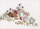 Chicken Family Folk Art Embroidered Kitchen Tablecloth