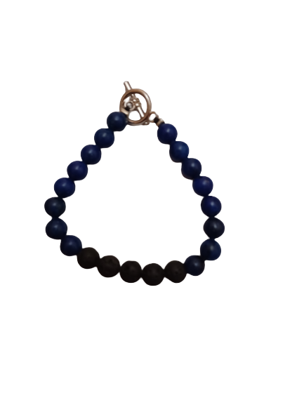 Wax Rope w/ Blue Lapis  Lazuli & Lava Beads ( All About Gems)