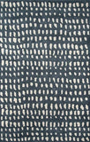 Delmar Abstract Handmade Tufted Wool Dark Blue/Ivory Area Rug, 8'x10'