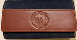 L'Ours Gris Leather Key Chain Trifold Wallet Navy