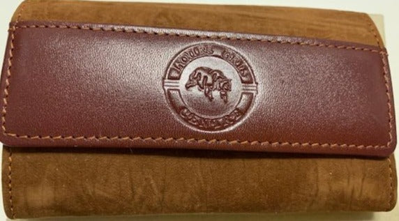 L'Ours Gris Leather Key Chain Trifold Wallet Brown
