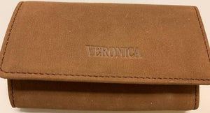 Veronica Genuine Leather Key Chain Trifold Wallet Brown