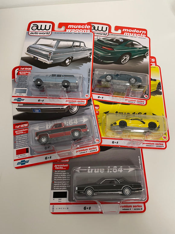 5 AW Luxury Toy Cruisers, New Casting, Limited Edition, True 1:64 Set