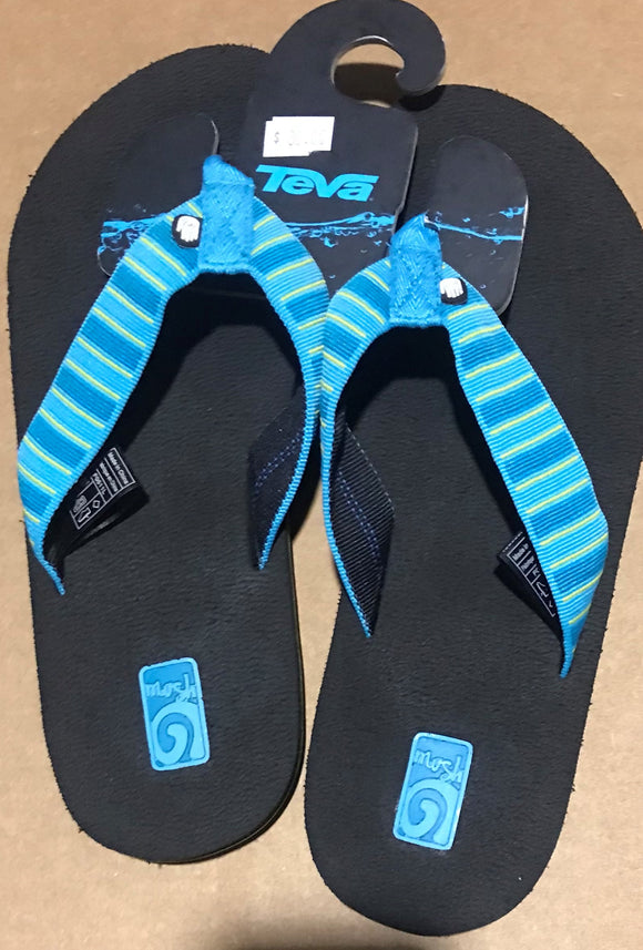 Teva Sandals - Black w Blue and Yellow Stripe - 6Y