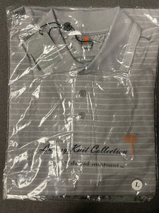 Luxury Knit Collection, David Michael Golf Shirt, Light Grey Stripe - Mens Large