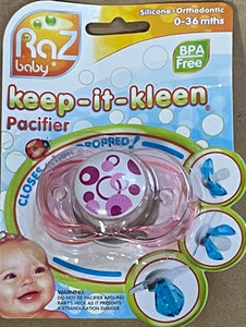 Raz Baby Keep-It-Kleen Pacifier - Pink Dots