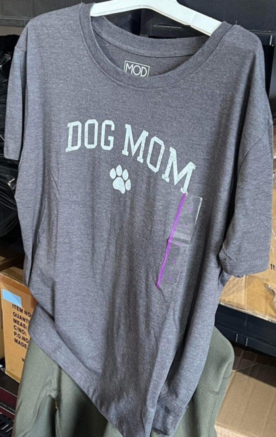 'Dog Mom' Grey T-Shirt, Women's XL