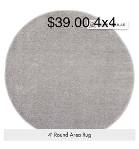 Grey 4'x4' Round Area Rug