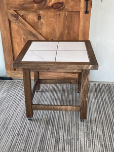 Solid Oak Tiled Patio Table (Walnut Finish, 4 tiles)