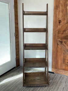 Live Edge Solid Oak Walnut Stained Ladder Shelf