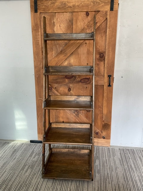 Pine Walnut Stained Ladder Shelf