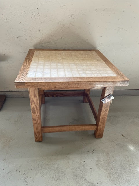 Solid Oak Tiled Top Patio Table