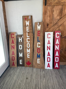 Solid Oak Maple Leaf Welcome Sign