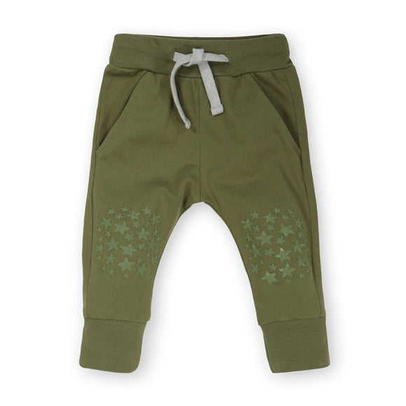 Olive Green Slim Jogger Crawling Pant in 100% Organic Cotton (Unisex)
