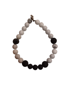 Wax Rope w/ Onyx & Lava Beads (Clear the Mind) 21 cm
