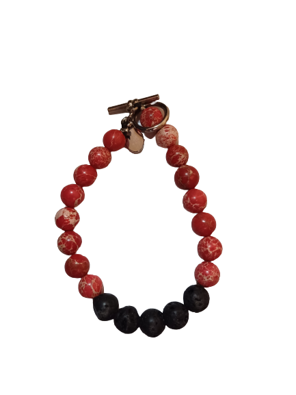 Wax Rope w/ Red Jasper & Lava Beads