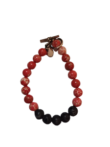 Wax Rope w/ Red Jasper, Silver Spacers & Lava Beads (Boost Your Strength)