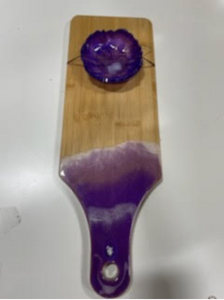 Board #2 (Purple) Bamboo Epoxy Charcuterie Board with Matching Small Dish