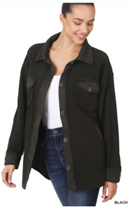 Black Oversized Fleece Shacket VM - Women's Medium