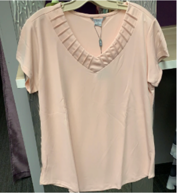 Blush Short Sleeve Top with Pintuck Neckline - Women's 3XL