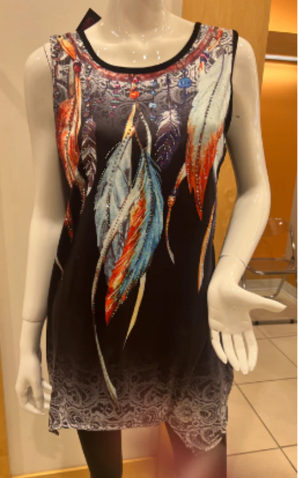 Tunic Tank with Feathers  A20052T - Women's L/XL