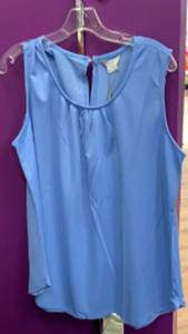 Blue Tank with Pleats at Neck - Women's XXL