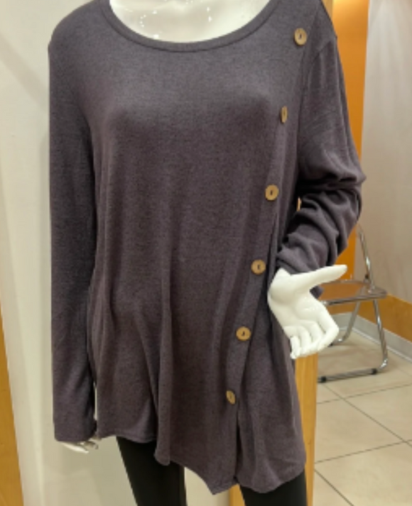 Charcoal Tunic with Button Detail Down Front 42p - Women's 3XL