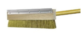 11" Wide Heavy Duty Pizza Oven Brush with Scraper- 40" Long Handle- Brass (6 pack)