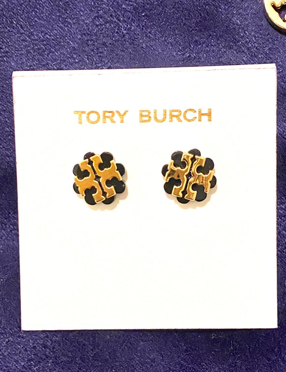 Tory Burch Logo Lower Resin Stud Earrings