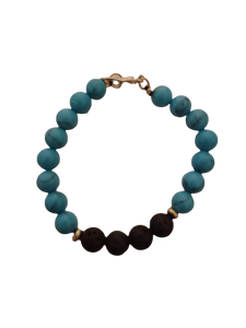 Wax Rope w/ Blue Turquoise, Silver Spacers &  Lava Beads (Refresh Your Spirit)