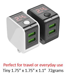 Super Compact Dual Port USB Digital Display AC Travel Charger