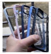 iPhone 13 PRO  PVC Case-Metallic Blue -Clear Back Case with Coloured Frame