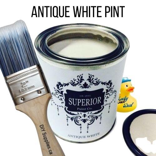 Antique White Pint & 2 Inch Synthetic Brush