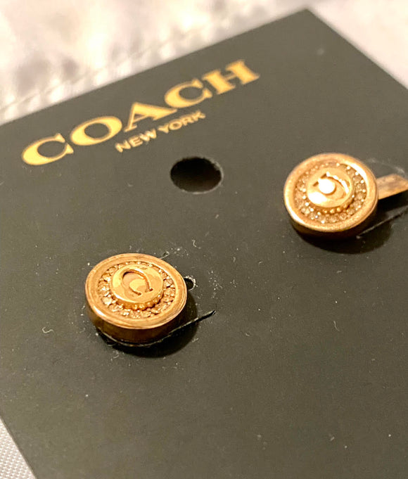Coach Rose Gold Earrings with Coach Tag