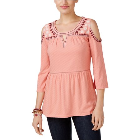 Style & Co Embroidered Cold-Shoulder Top - Womens Small