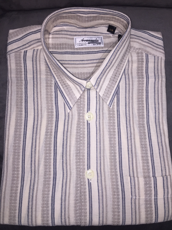 Short Sleeve Shirt (Bluish Grey Stripe) - Extra Large